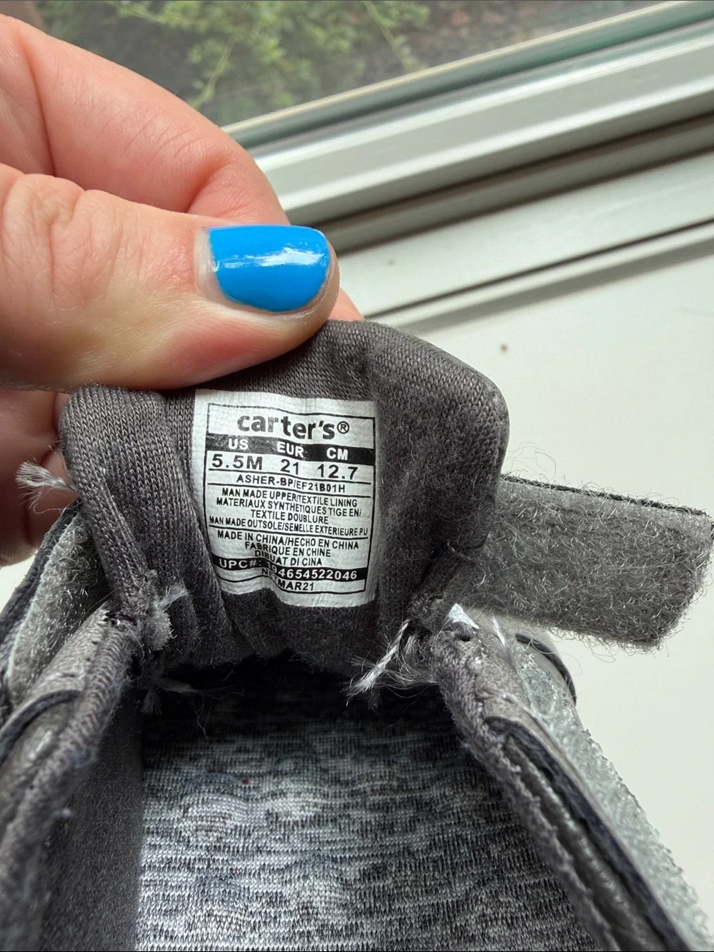 Carters Toddler Gray Velcro Sneakers with White Accents